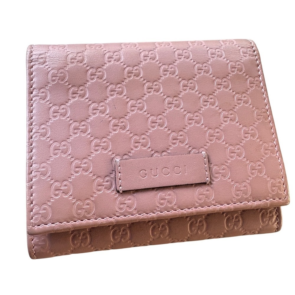 Gucci Pink GG Guccissima Leather Tri Fold Wallet Certificate of Authenticity - Picture 1 of 14